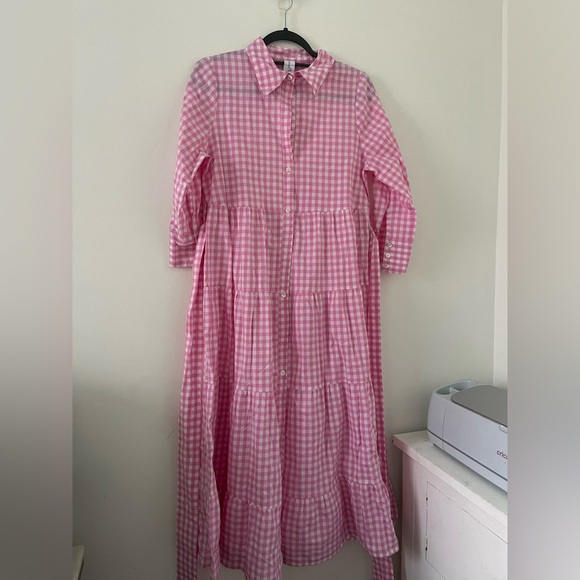 Pink Gingham Maxi Dress